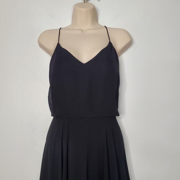 Jenny Yoo Inesse Chiffon V-Neck A-Line Maxi Dress Navy Bridesmaid Gown Size 2 - Picture 6 of 11